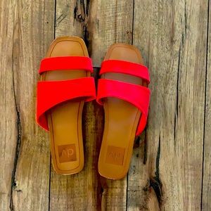 Red slip on sandals by DV size 6